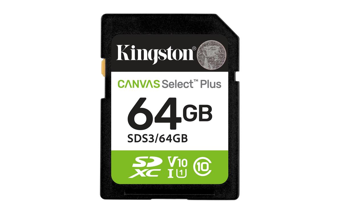 KINGSTON Sdxc Card - Canvas Select Plus - 64GB - Uhs-i U1/u3 Video Class 10/30