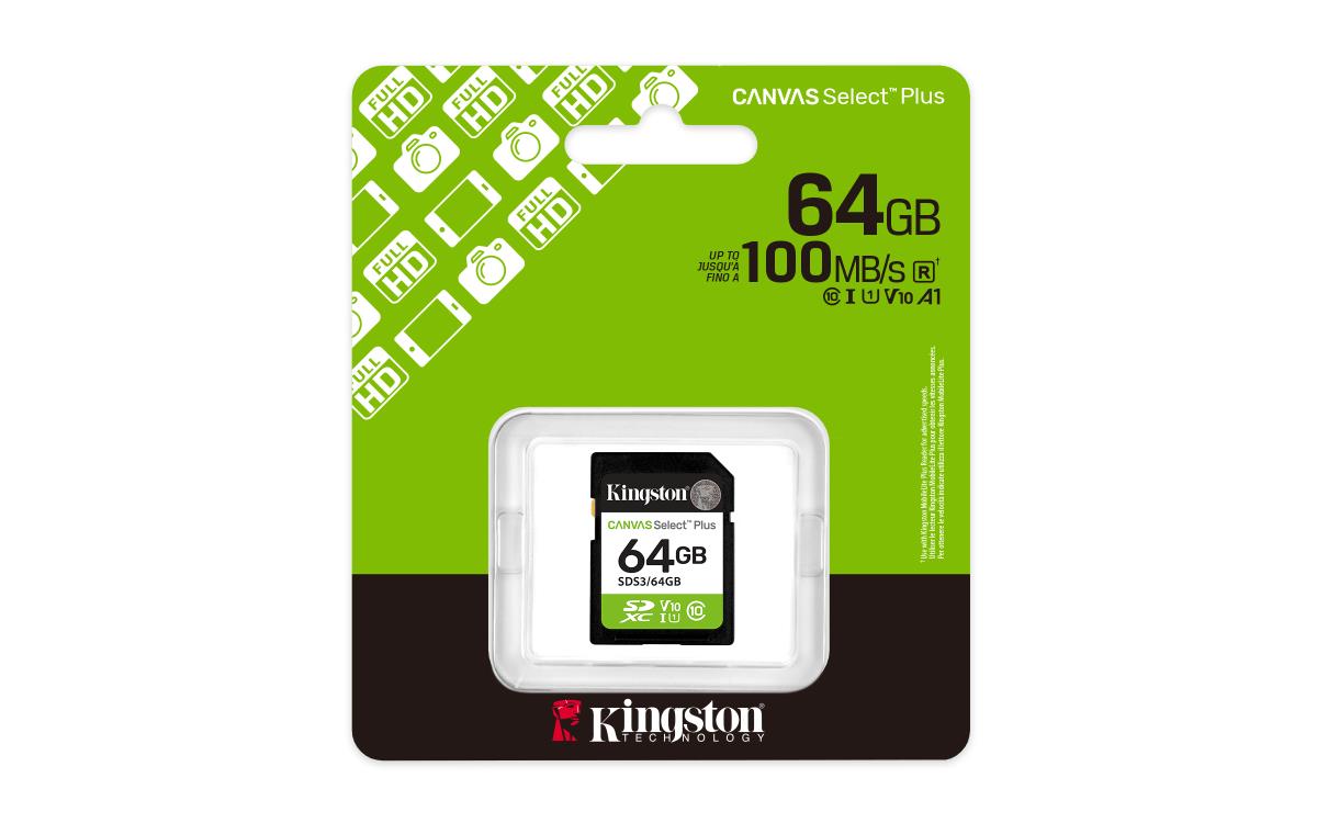 KINGSTON Sdxc Card - Canvas Select Plus - 64GB - Uhs-i U1/u3 Video Class 10/30