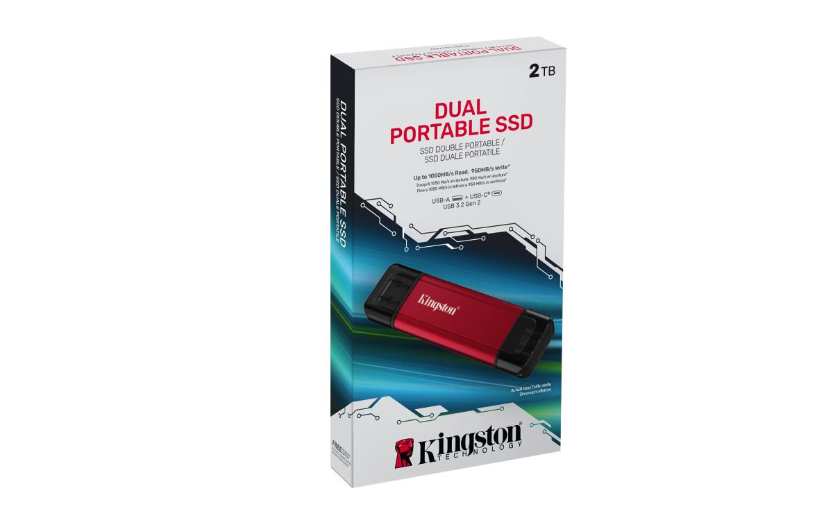 KINGSTON Dual Portable Solid-state Drive 2TB USB Type-a / USB Type-c Black / Red