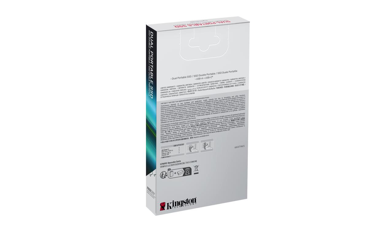 KINGSTON Dual Portable Solid-state Drive 2TB USB Type-a / USB Type-c Black / Red