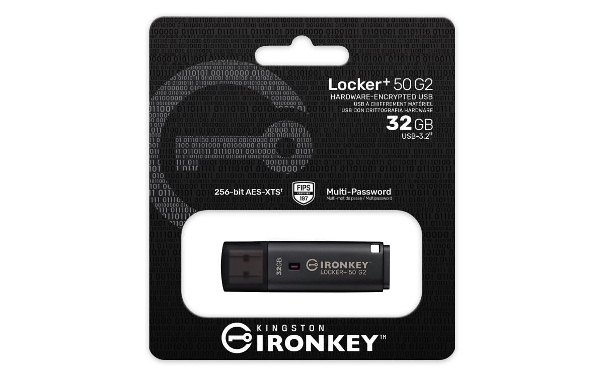 KINGSTON Ironkey Locker+ 50 G2 - 32GB USB Stick - USB 3.2 - FIPS 197 Certified Aes 256-bit Encrypted