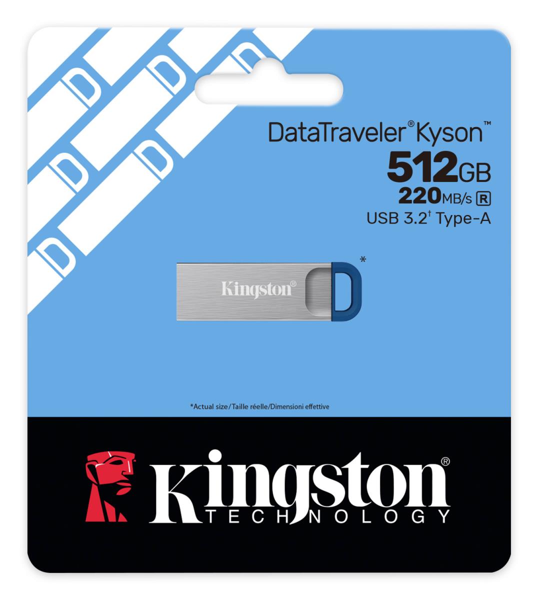 KINGSTON Datatraveler Kyson - 512GB USB Stick - 220mb/s Metal USB 3.2 Gen 1