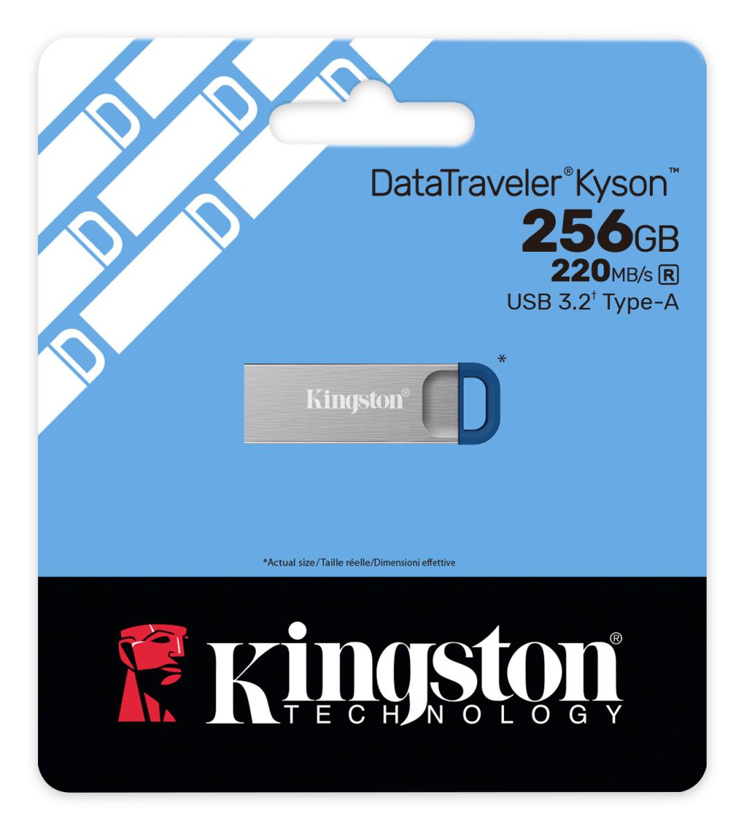 KINGSTON Datatraveler Kyson - 256GB USB Stick - 220mb/s Metal USB 3.2 Gen 1