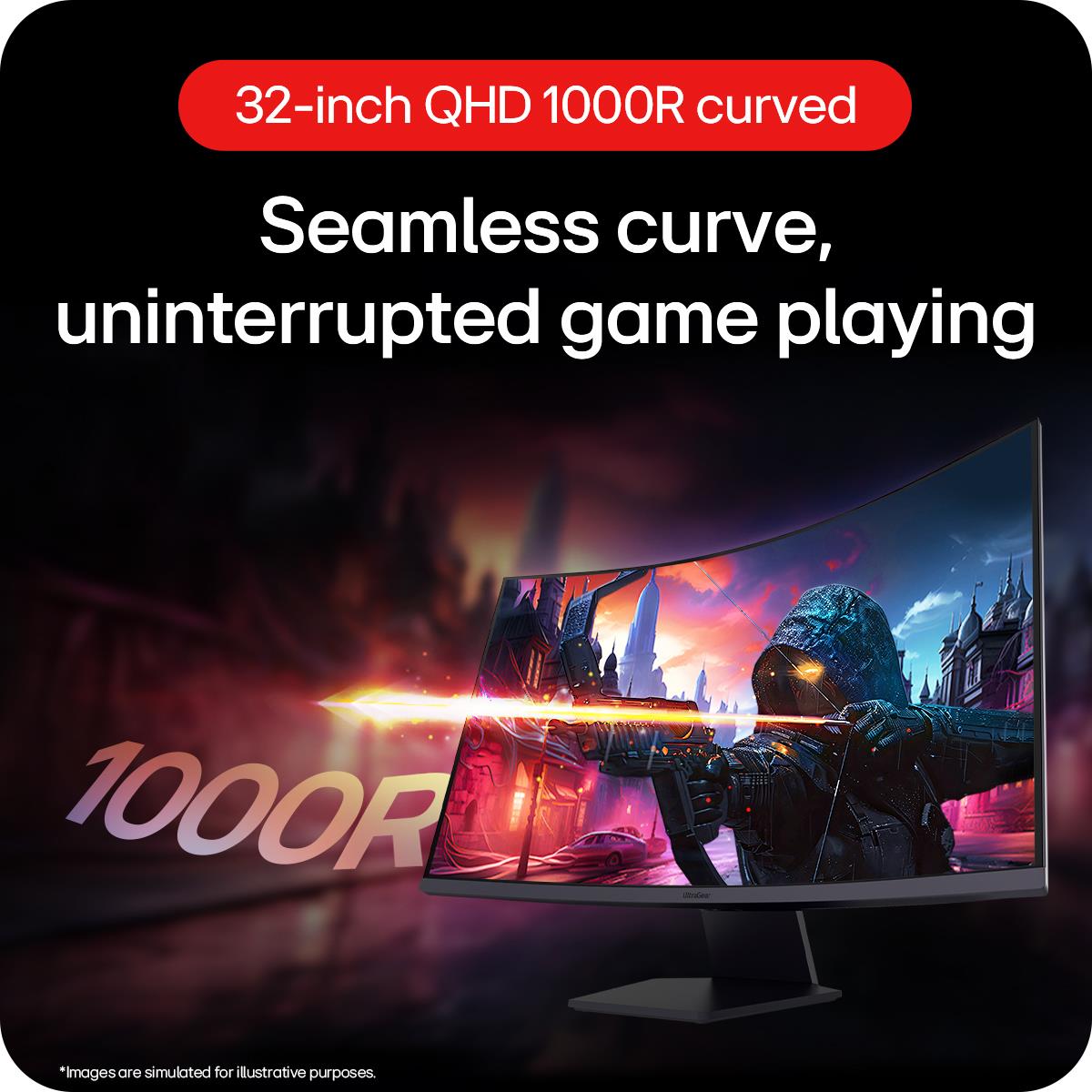 LG Curved Gaming Monitor - Ultragear 32GS60QC-B - 32in - 2560x1440 (QHD) - VA 1ms 16:9