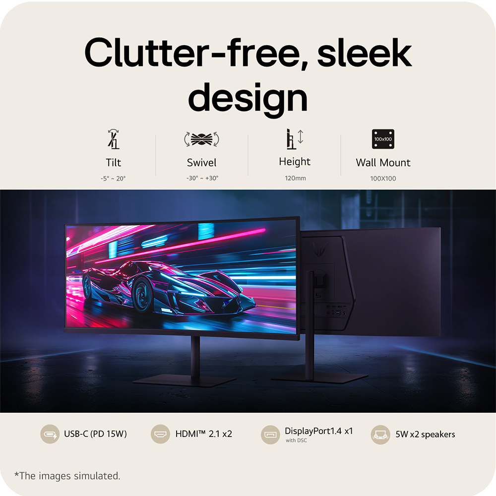 LG Gaming USB-c Curved Monitor - 34g630a-b - 34in - Wqhd (3440x1440) - 1ms - 21:9 Va - Black