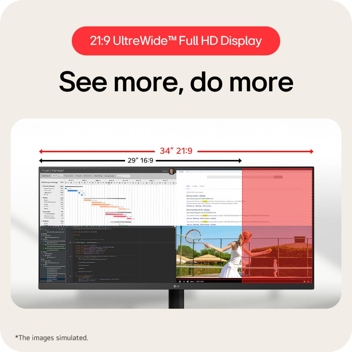 LG Desktop Monitor - 34u511a-b - 34in - Wfhd 2560x1080 - 1ms - IPS 21:9 - Black