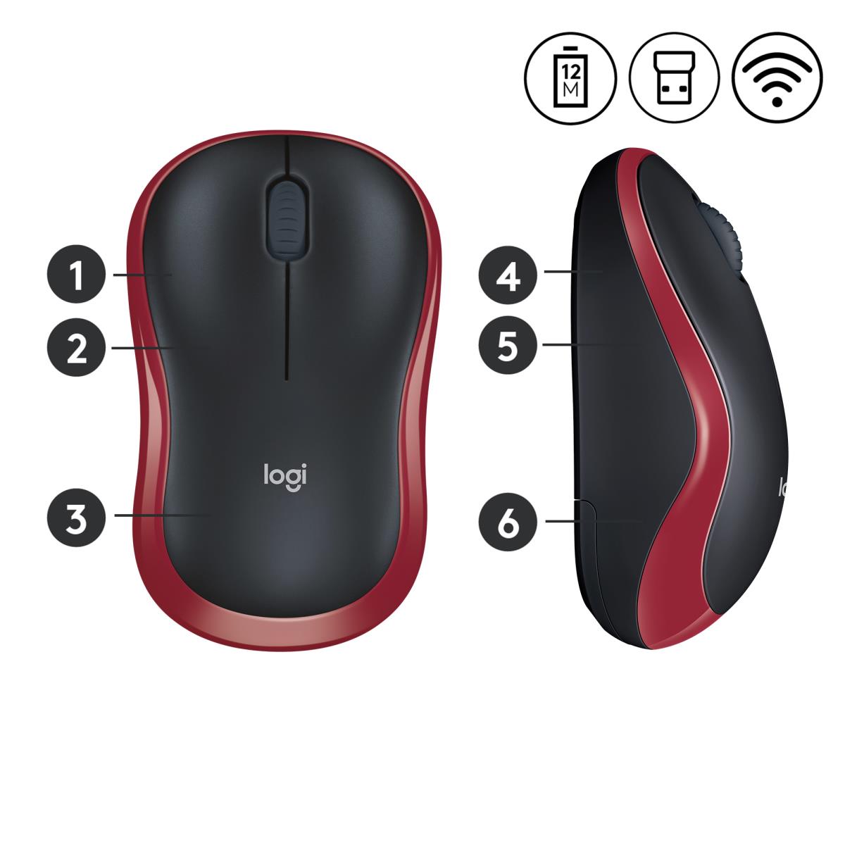 LOGITECH Wireless Mouse M185 Red
