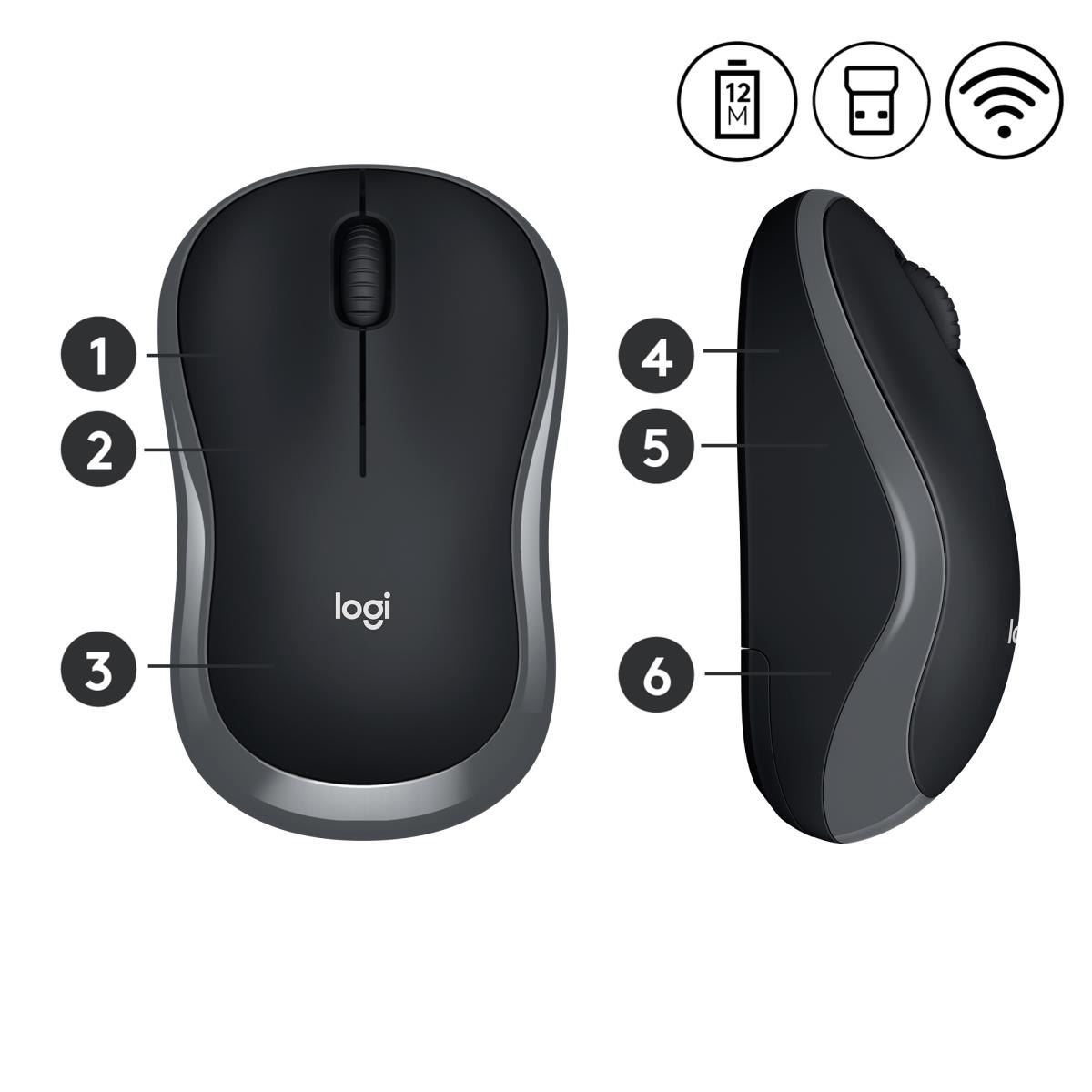 LOGITECH Wireless Mouse M185 Swift Grey