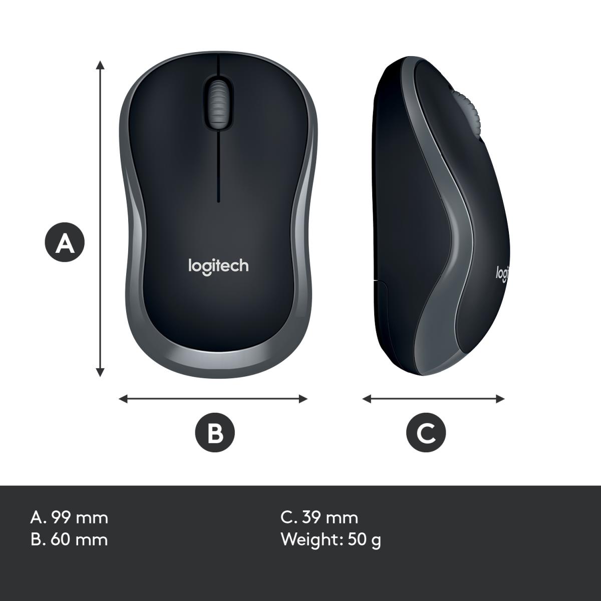 LOGITECH Wireless Mouse M185 Swift Grey