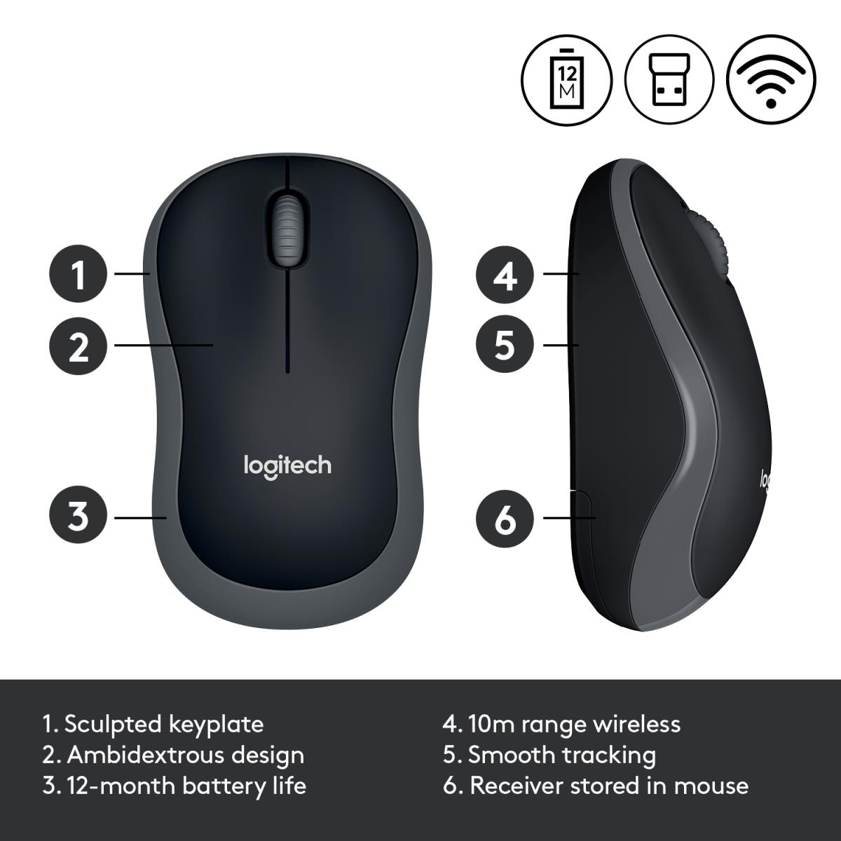 LOGITECH Wireless Mouse M185 Swift Grey