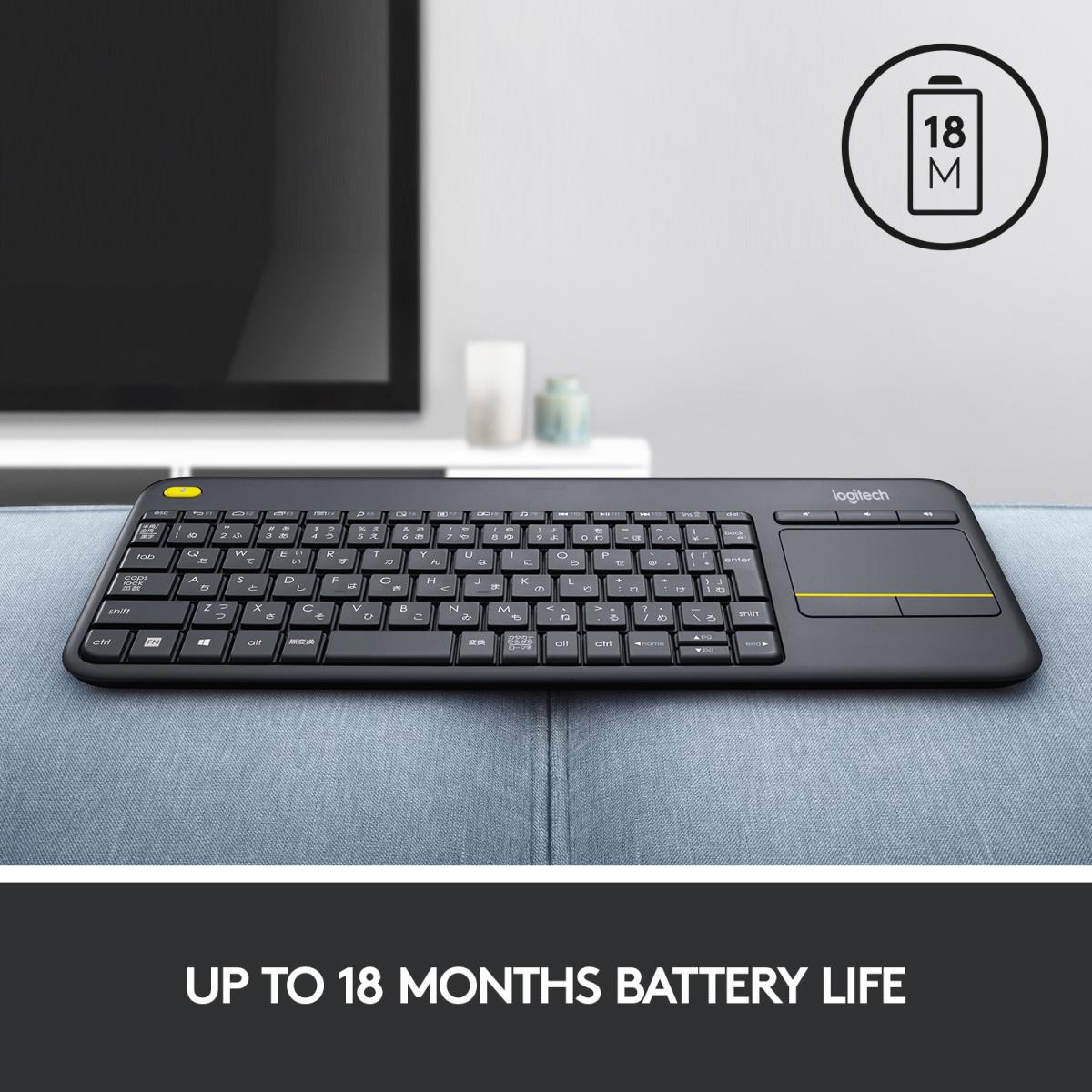 LOGITECH Wireless Touch Keyboard K400 Plus - Black - Qwertzu Swiss-Lux