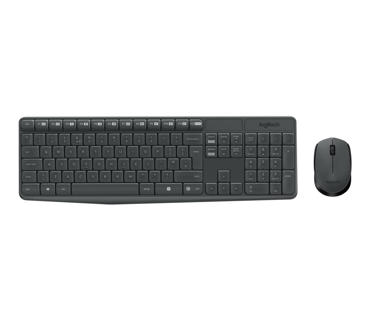 LOGITECH Mk235 Wireless Keyboard / Mouse Grey Qwerty Us Intll