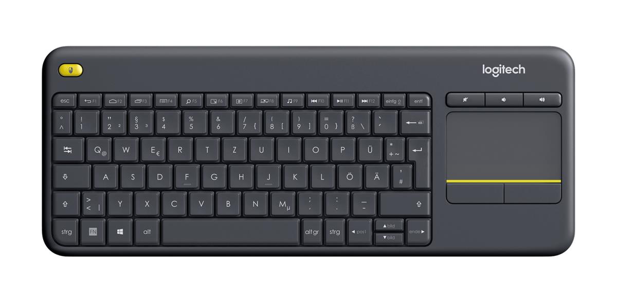 LOGITECH Wireless Touch Keyboard K400 Plus - Black - Qwertzu German