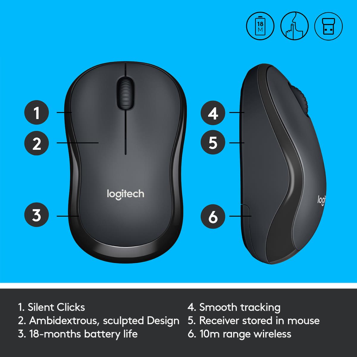 LOGITECH M220 SILENT Wireless Mouse Black