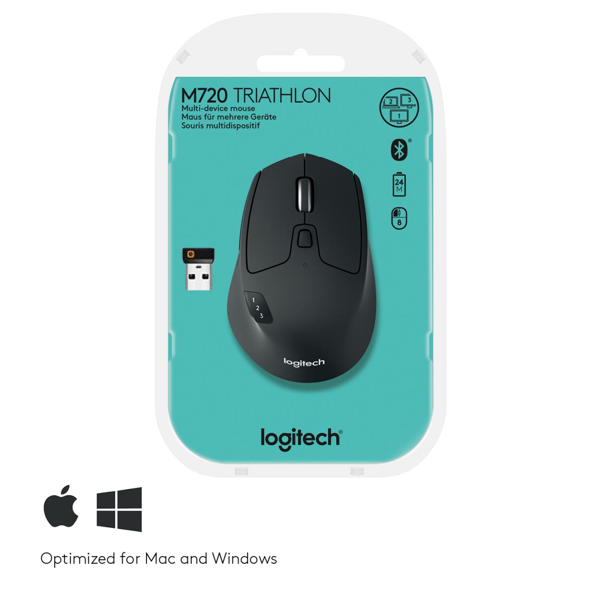 LOGITECH M720 Triathlon Multi Device Wireless Mouse - Black
