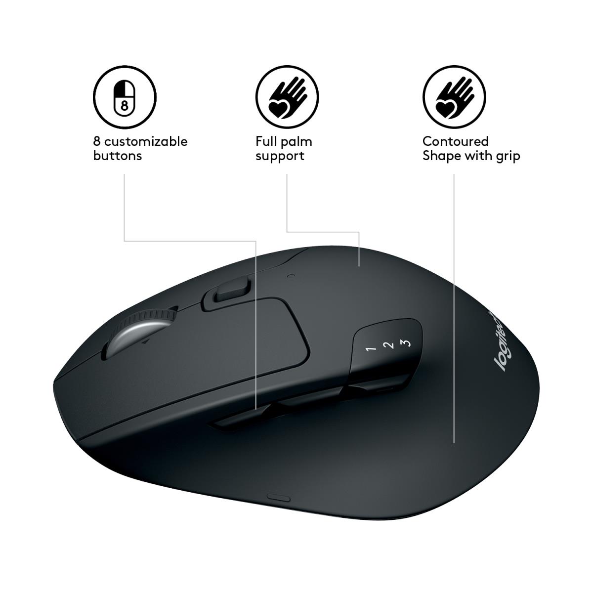 LOGITECH M720 Triathlon Multi Device Wireless Mouse - Black