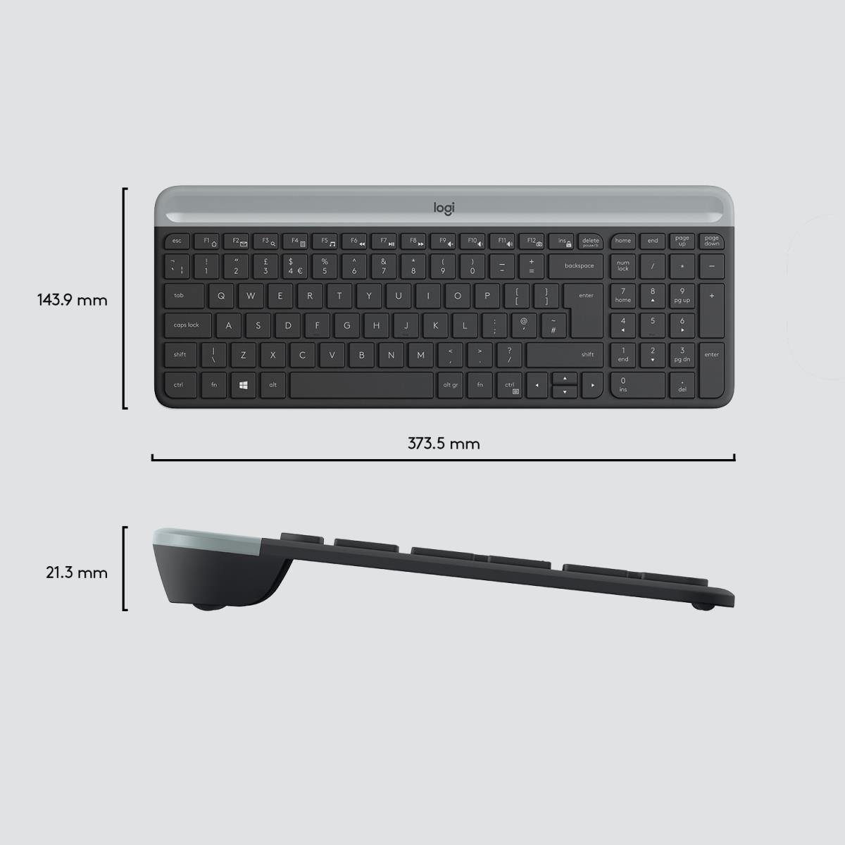 LOGITECH Slim Wireless Keyboard And Mouse Combo Mk470 - Graphite - Qwerty US/Int'l