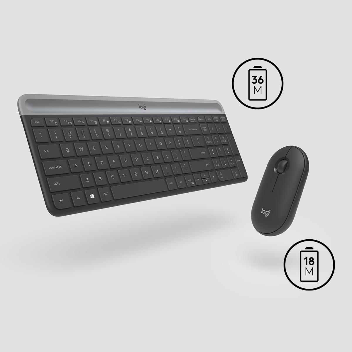 LOGITECH Slim Wireless Keyboard And Mouse Combo Mk470 - Graphite - Qwerty US/Int'l