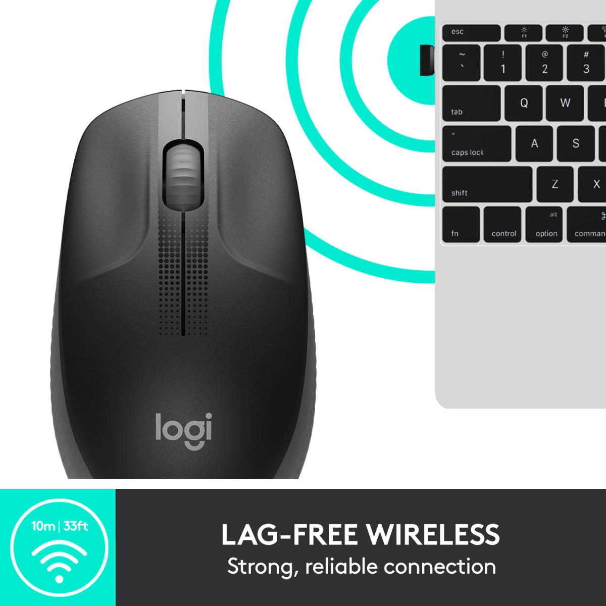 LOGITECH M190 Full-Size Wireless Mouse Charcoal