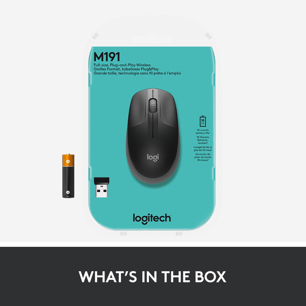 LOGITECH M190 Full-Size Wireless Mouse Charcoal