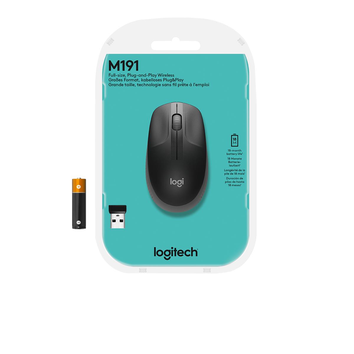 LOGITECH M190 Full-Size Wireless Mouse Charcoal