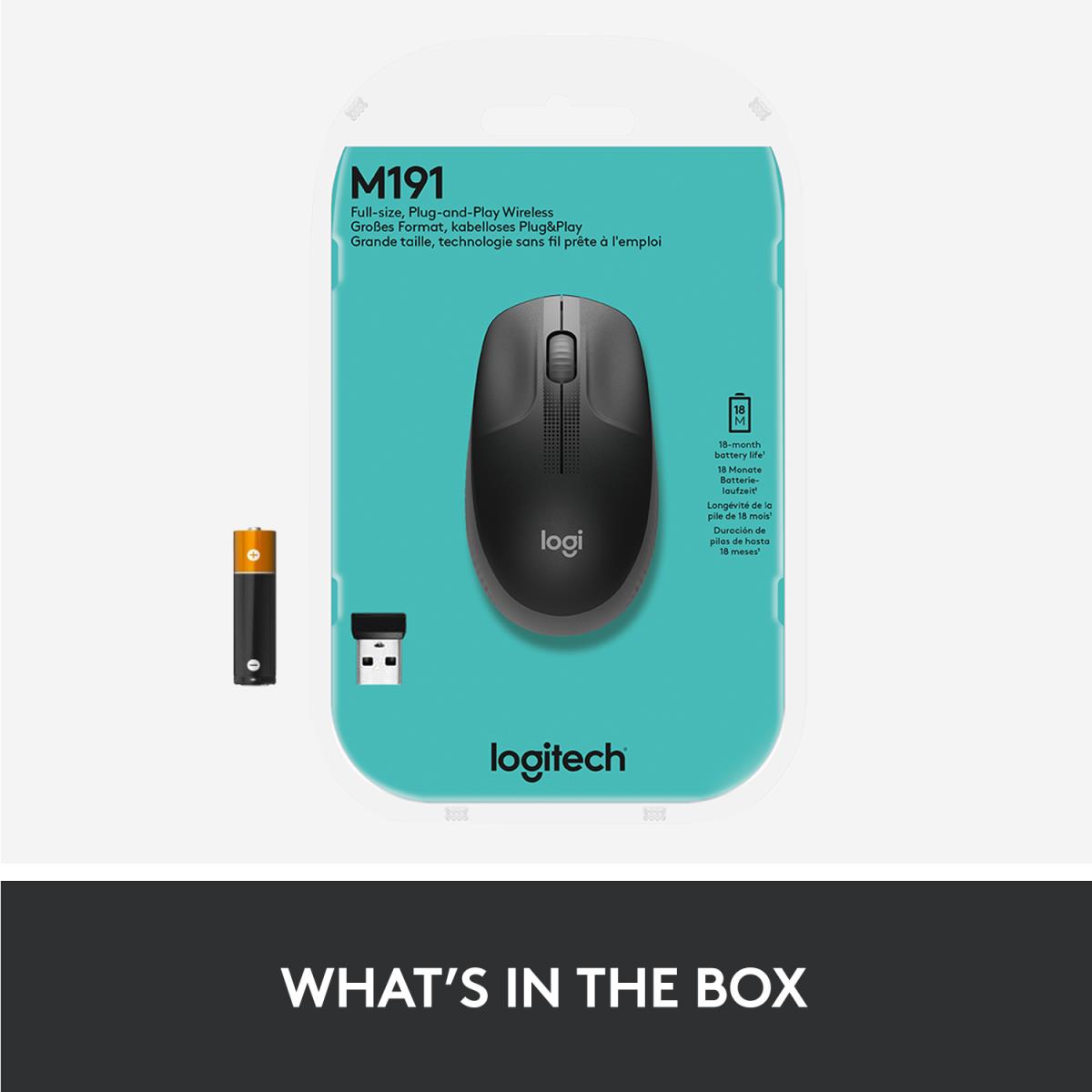 LOGITECH M190 Full-Size Wireless Mouse Mid Grey