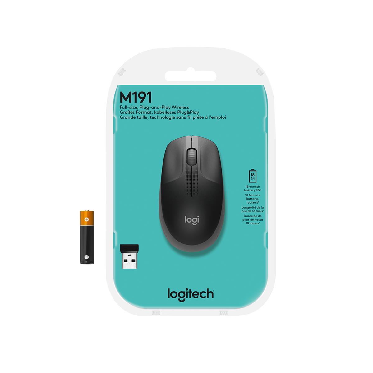 LOGITECH M190 Full-Size Wireless Mouse Mid Grey