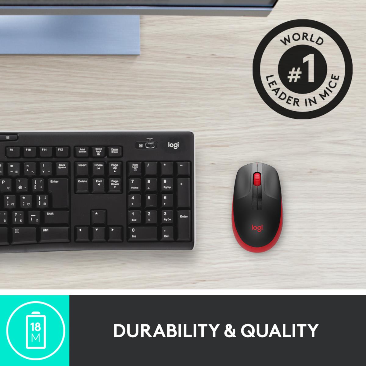 LOGITECH M190 Full-size Wireless Mouse Red
