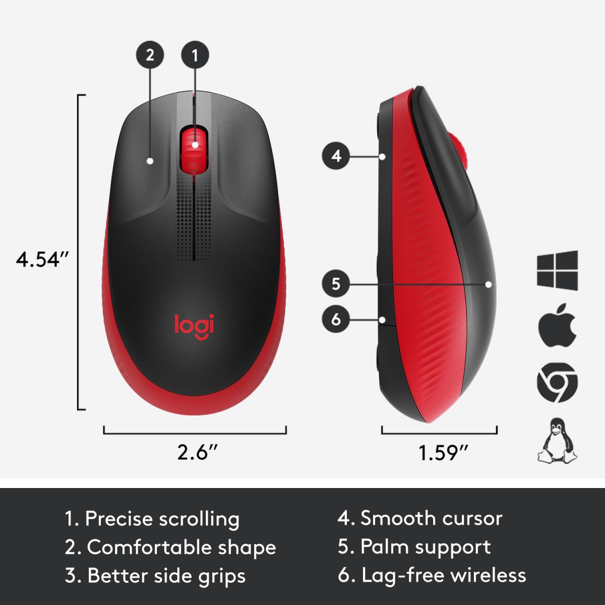 LOGITECH M190 Full-size Wireless Mouse Red