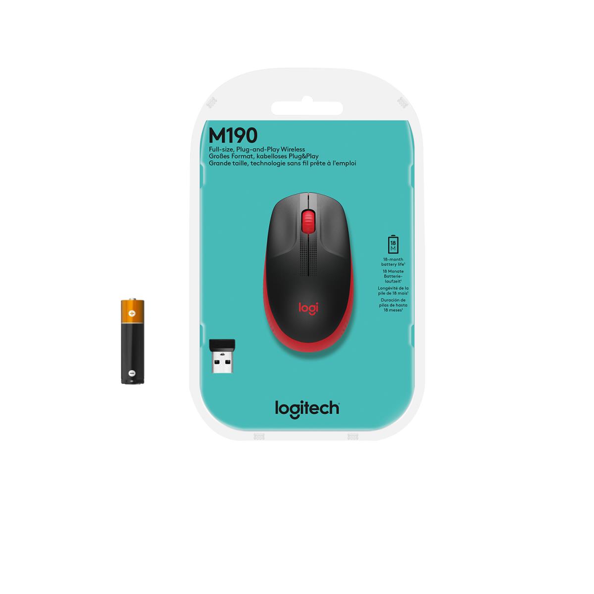 LOGITECH M190 Full-size Wireless Mouse Red