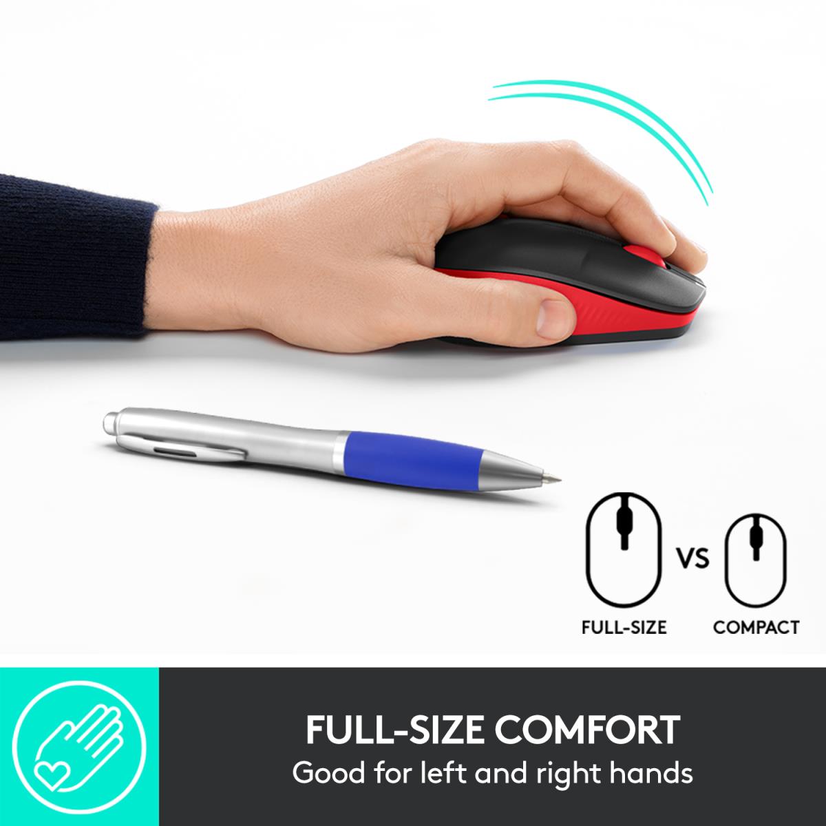 LOGITECH M190 Full-size Wireless Mouse Red
