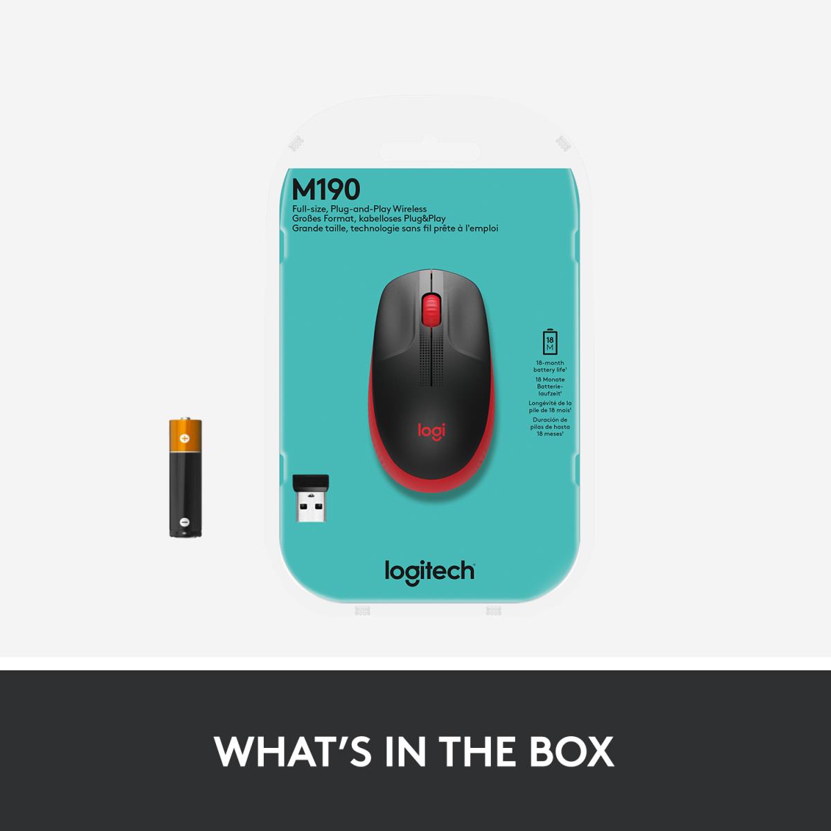 LOGITECH M190 Full-size Wireless Mouse Red