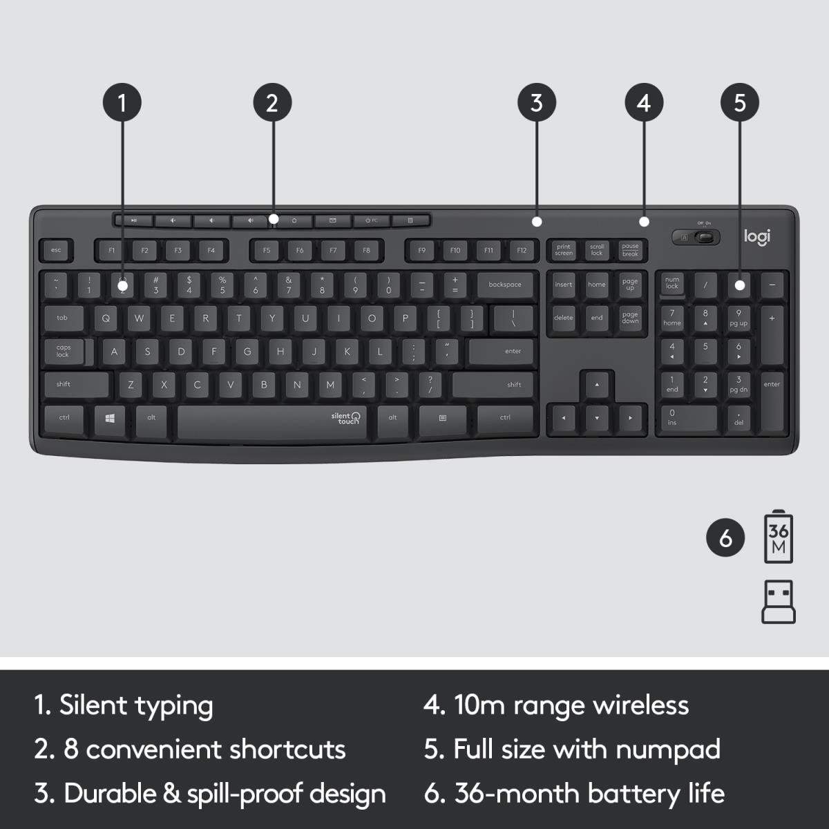 LOGITECH Mk295 Silent Wireless Combo Graphite Qwerty US/Int'l