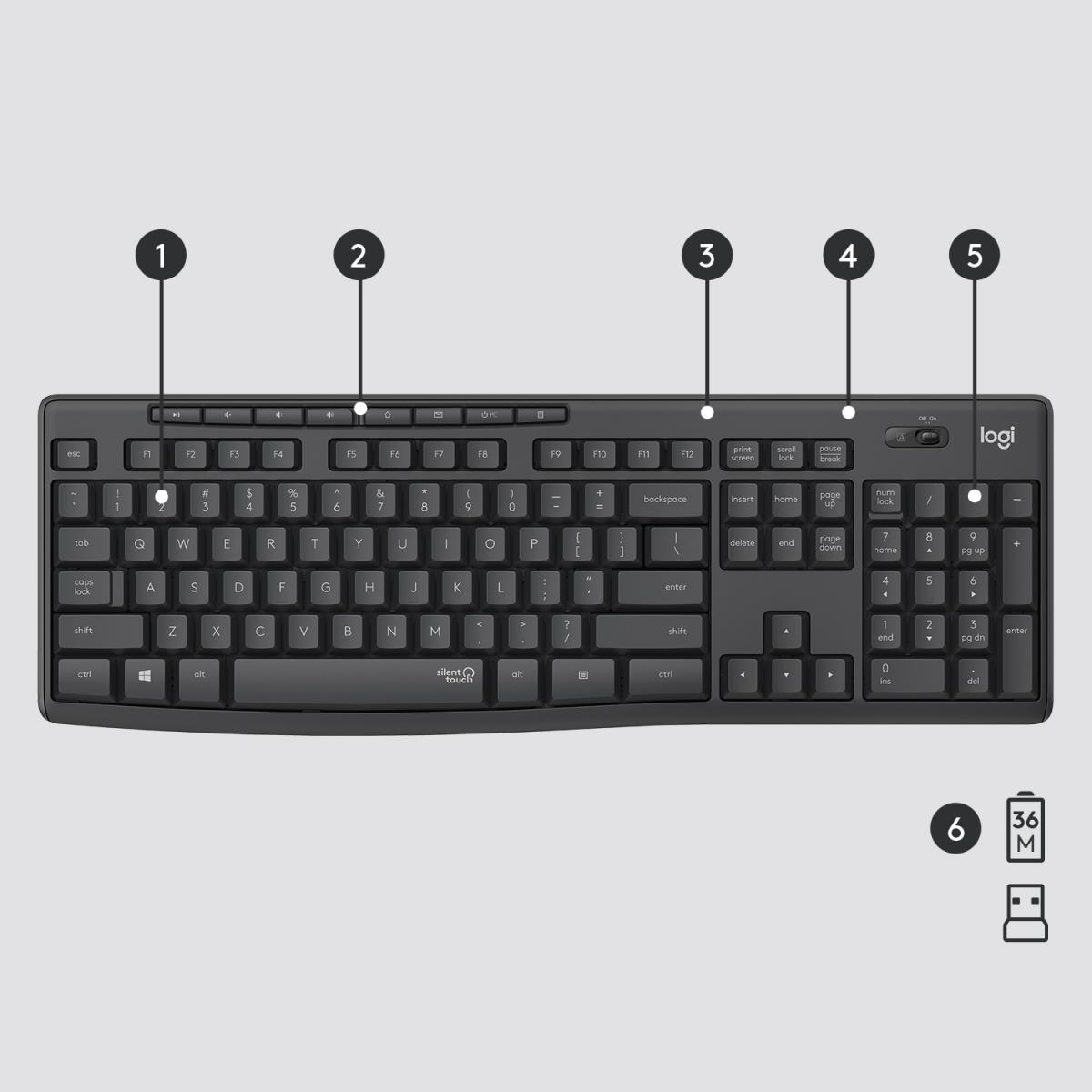 LOGITECH Mk295 Silent Wireless Combo Graphite Qwerty US/Int'l