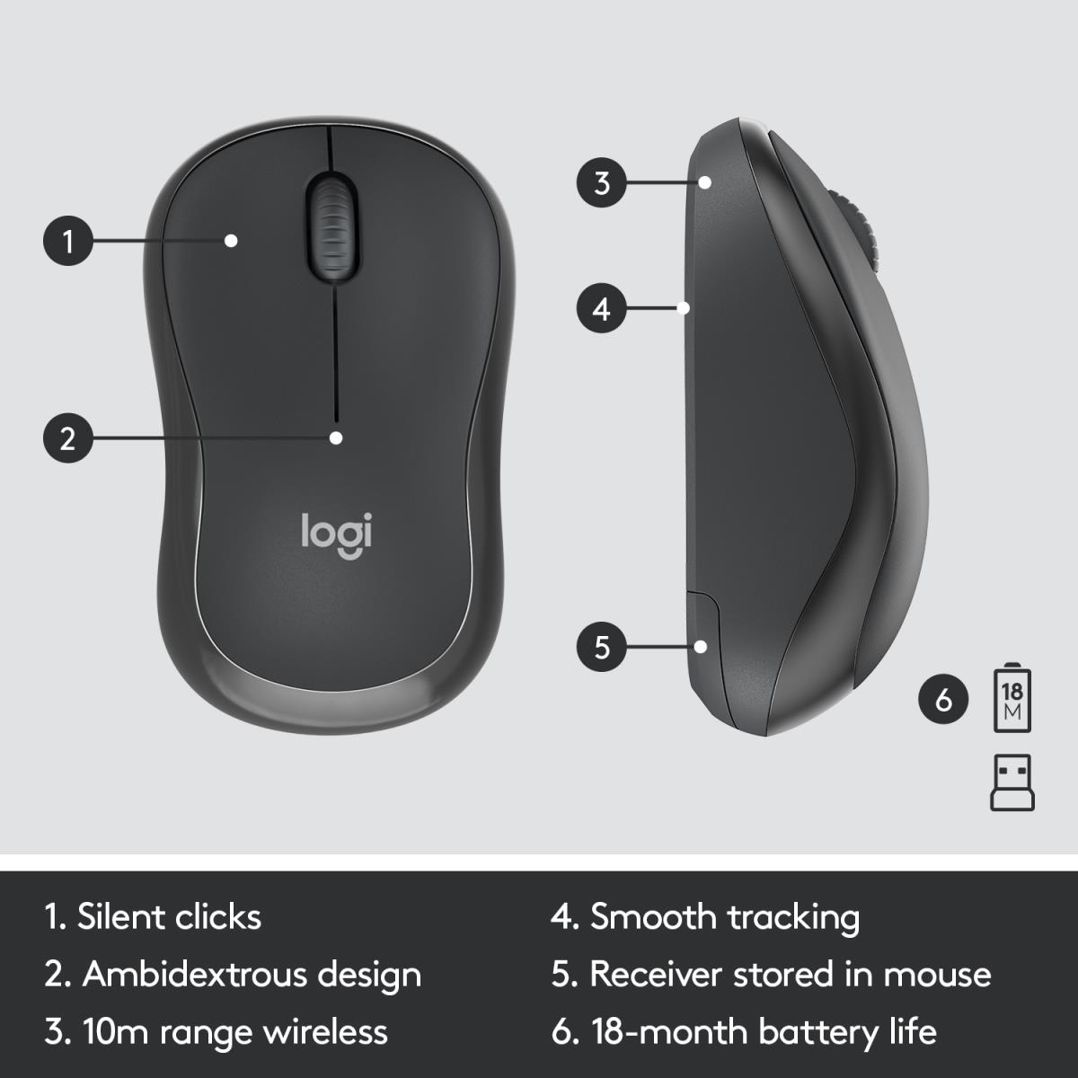 LOGITECH Mk295 Silent Wireless Combo Graphite Qwerty US/Int'l