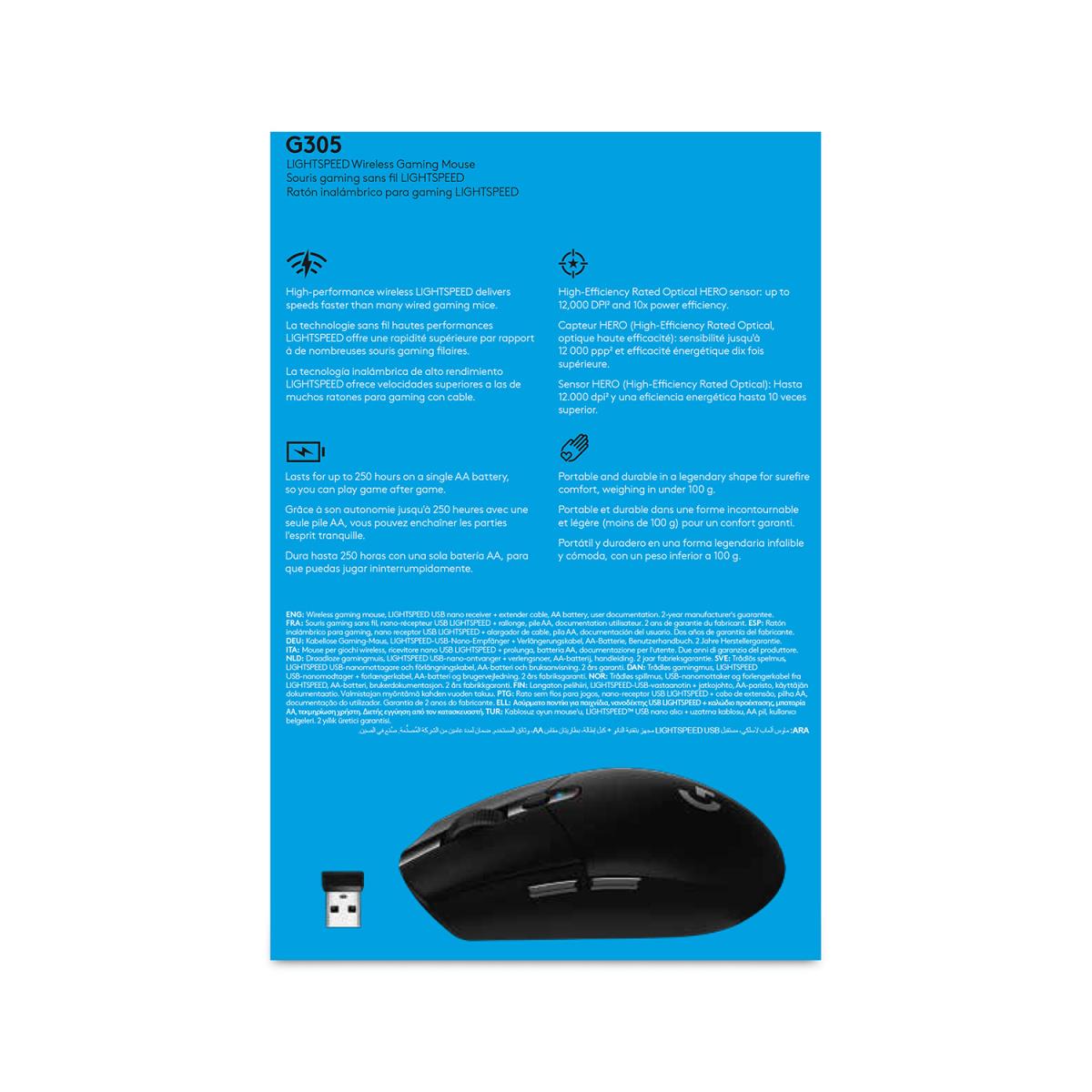 LOGITECH G305 Lightspeed Wireless Gaming Mouse Black Ewr 2