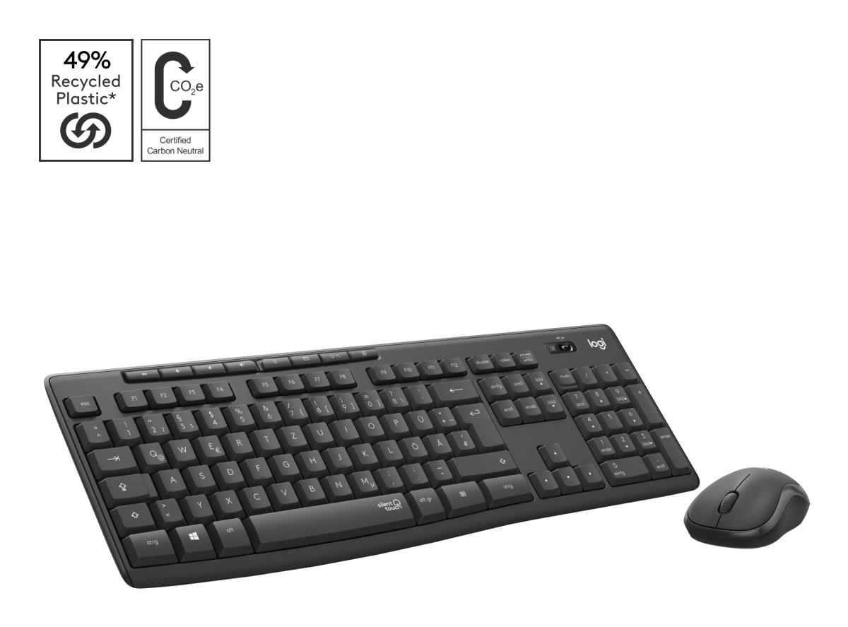 LOGITECH MK295 Silent Wireless Keyboard/Mouse Combo - Graphite - Qwertz Swiss/Lux