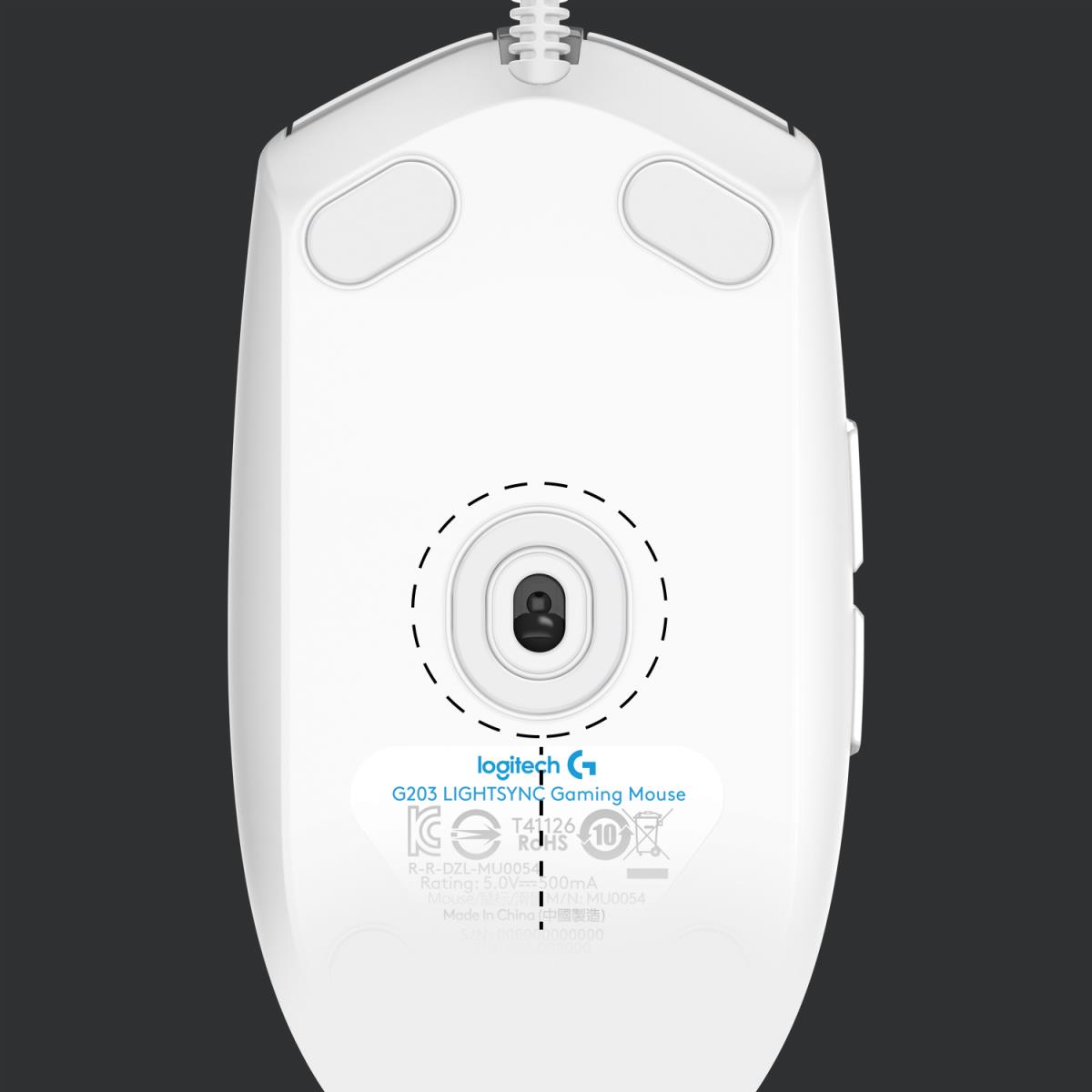 LOGITECH G203 Lightsync Gaming Mouse USB White