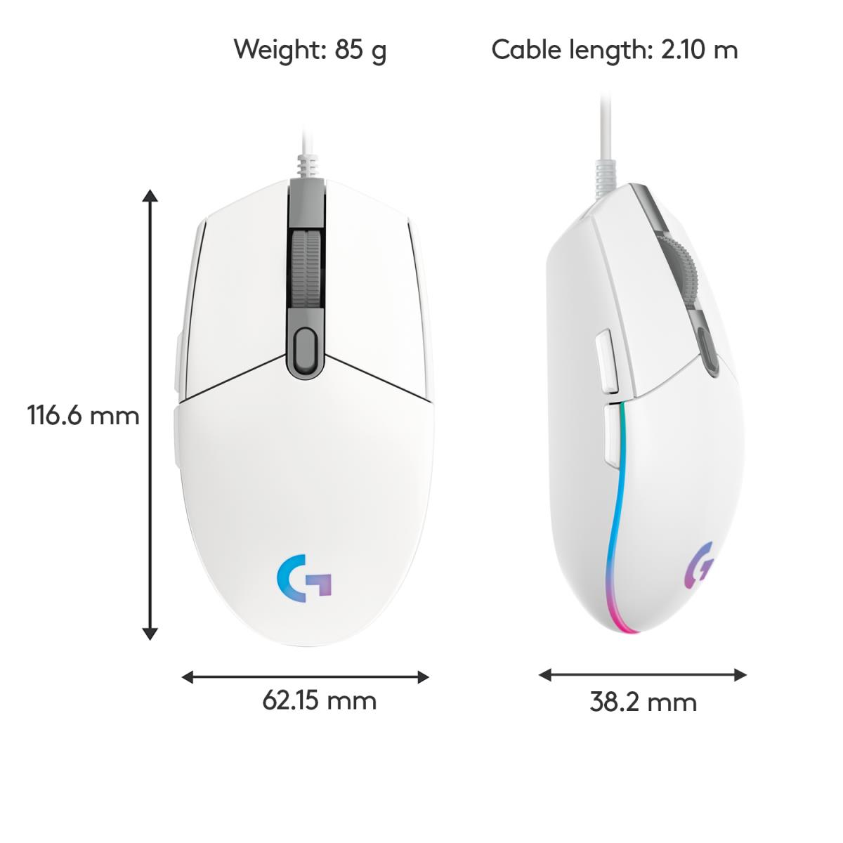 LOGITECH G203 Lightsync Gaming Mouse USB White