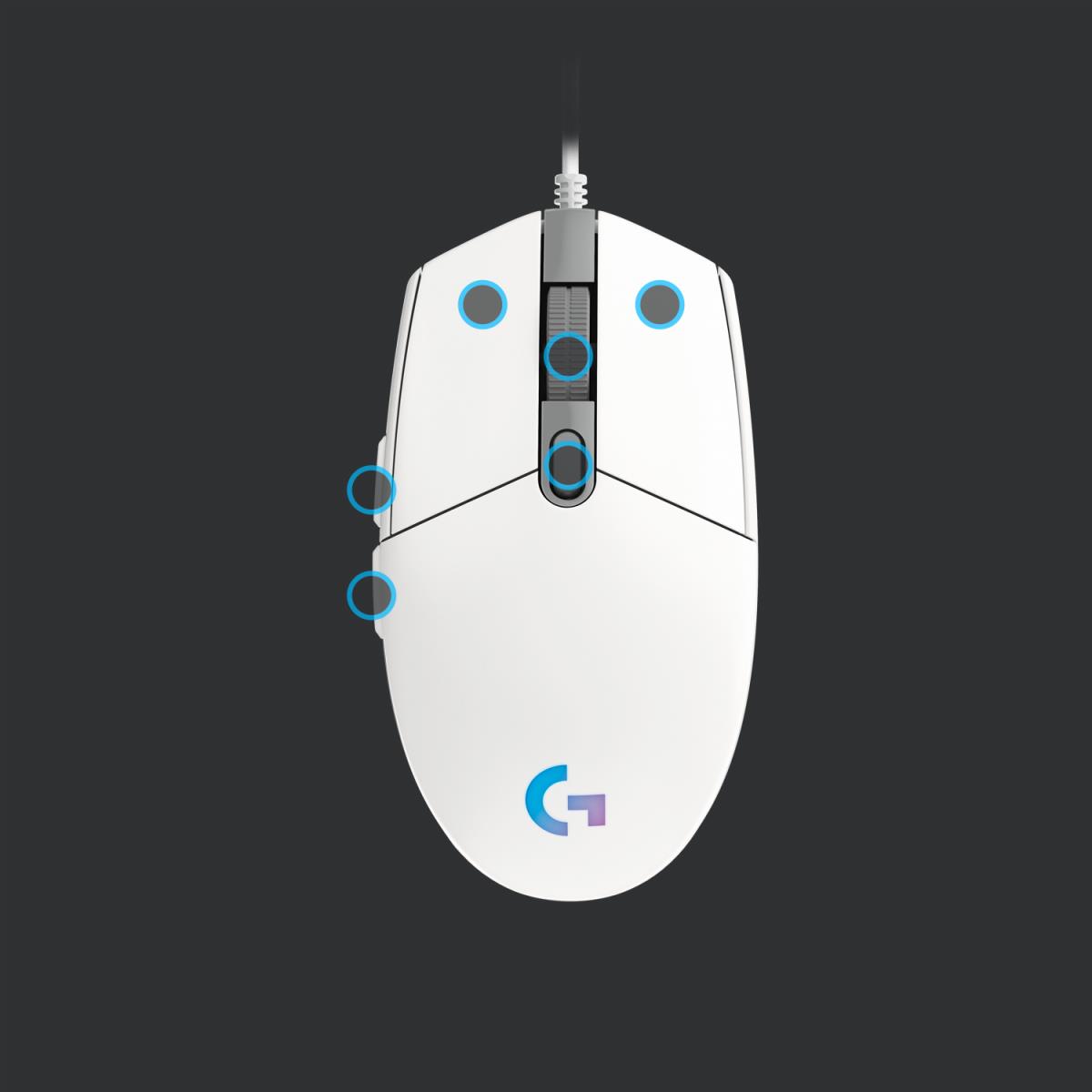 LOGITECH G203 Lightsync Gaming Mouse USB White