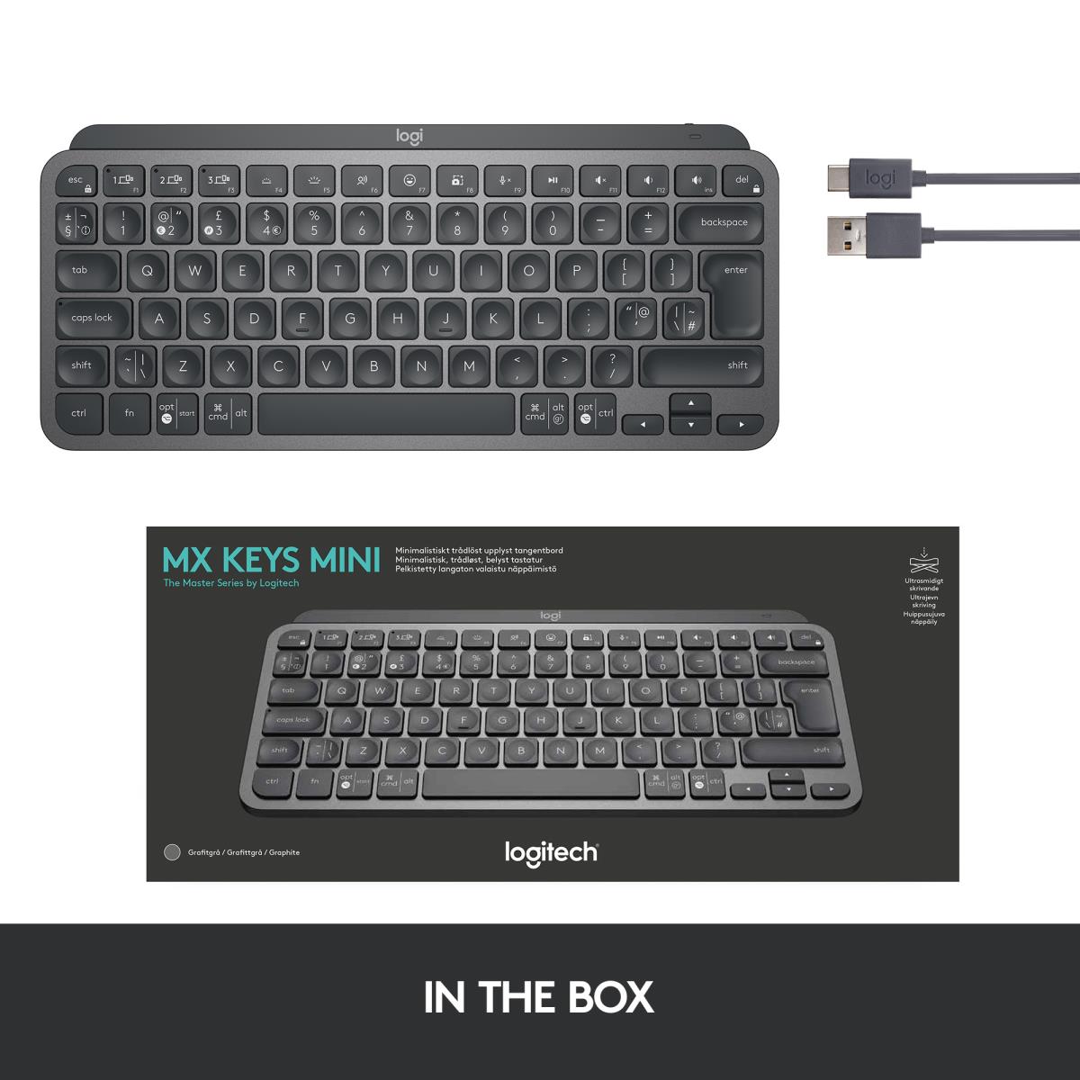 LOGITECH Mx Keys Mini Minimalist Wireless Illuminated Keyboard - Graphite - Qwerty Us/int''l