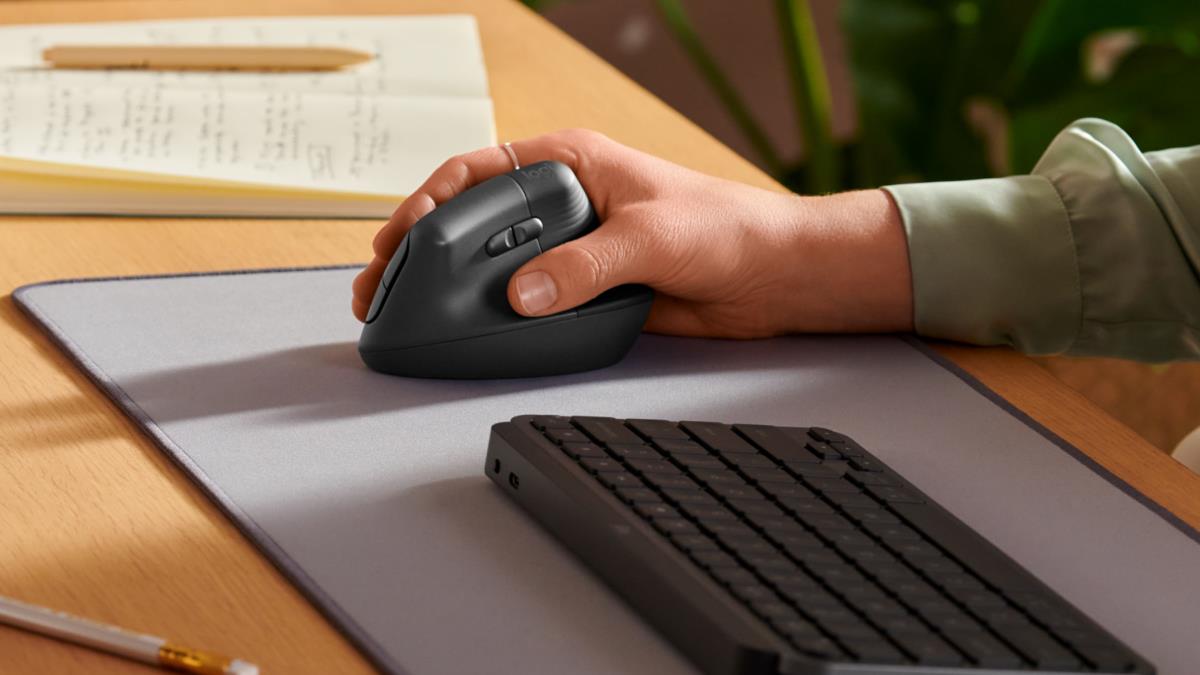 LOGITECH Lift Vertical Ergonomic Mouse - Right Handed - Wireless - Graphite Black