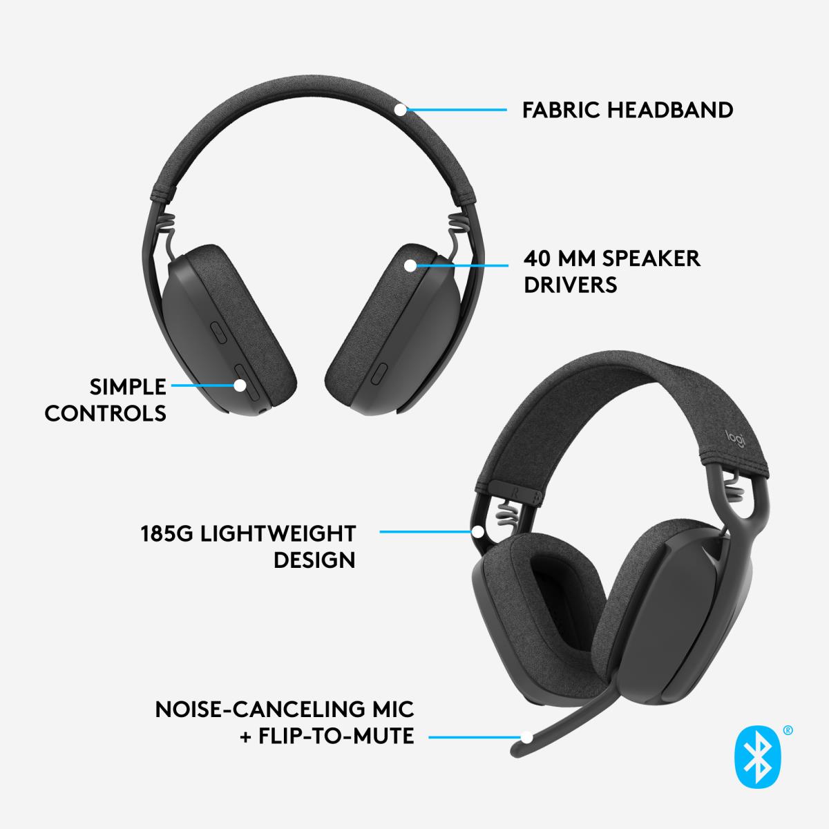 LOGITECH Headset - Zone Vibe 100 - Wireless - Bluetooth - Graphite