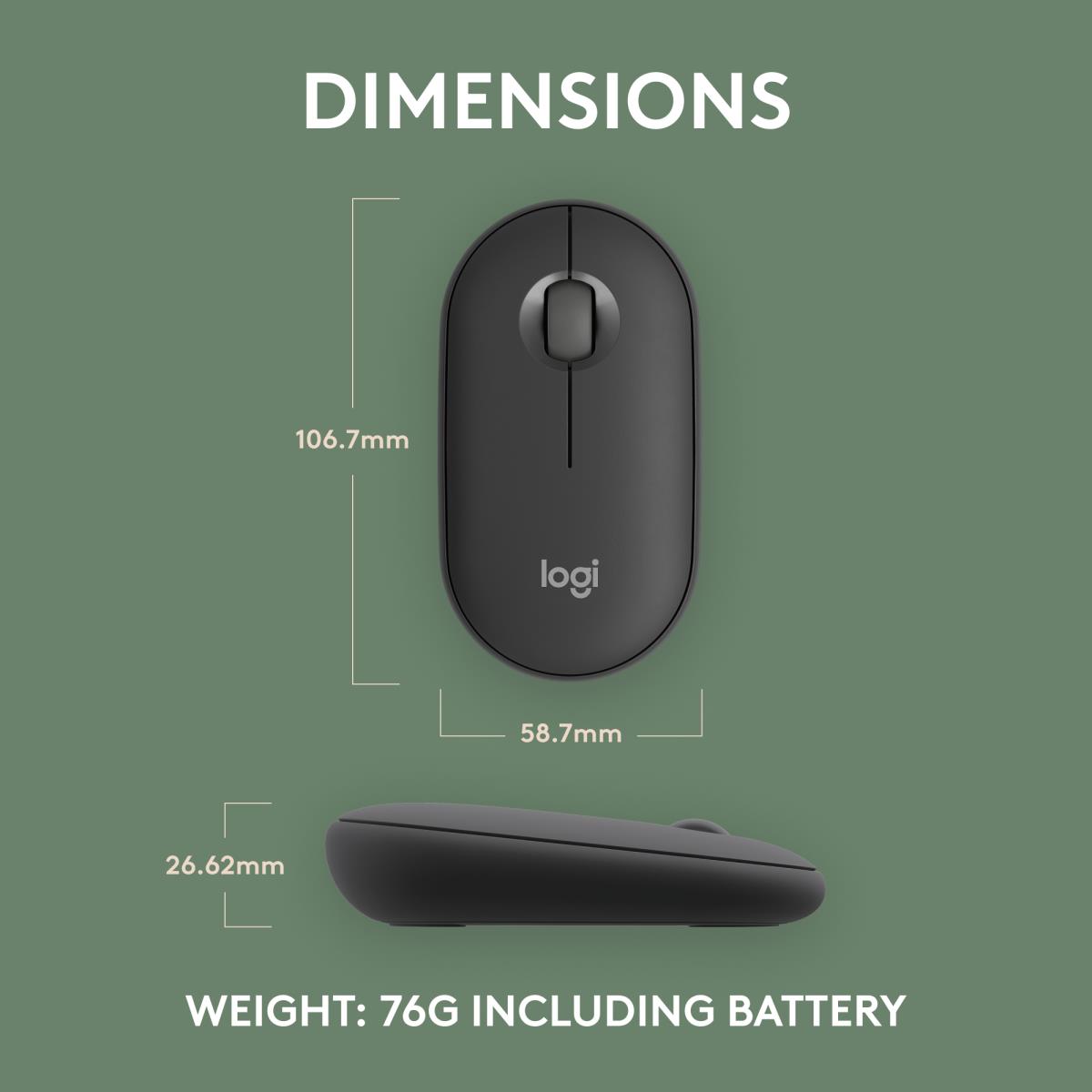 LOGITECH Pebble 2 M350s Wireless Optical Mouse Graphite