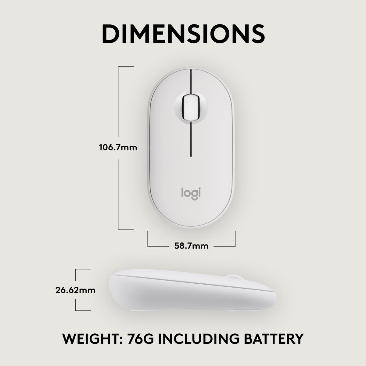 LOGITECH Pebble 2 M350s Wireless Optical Mouse White