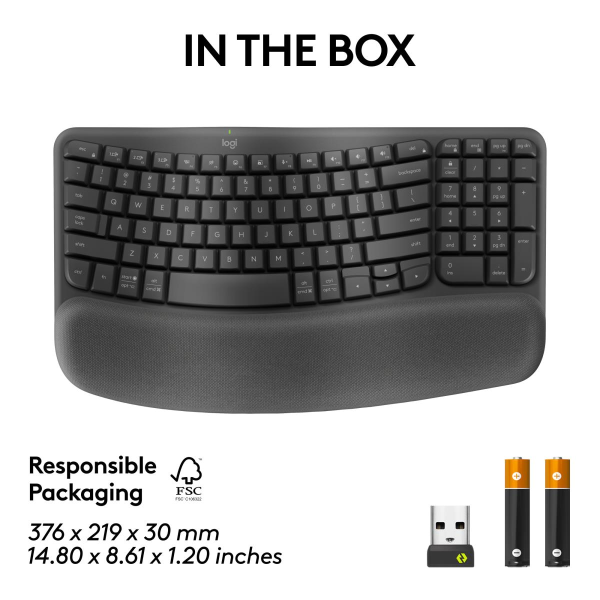 LOGITECH Wave Keys Ergonomic Keyboard Qwerty US/Int''''l - Graphite