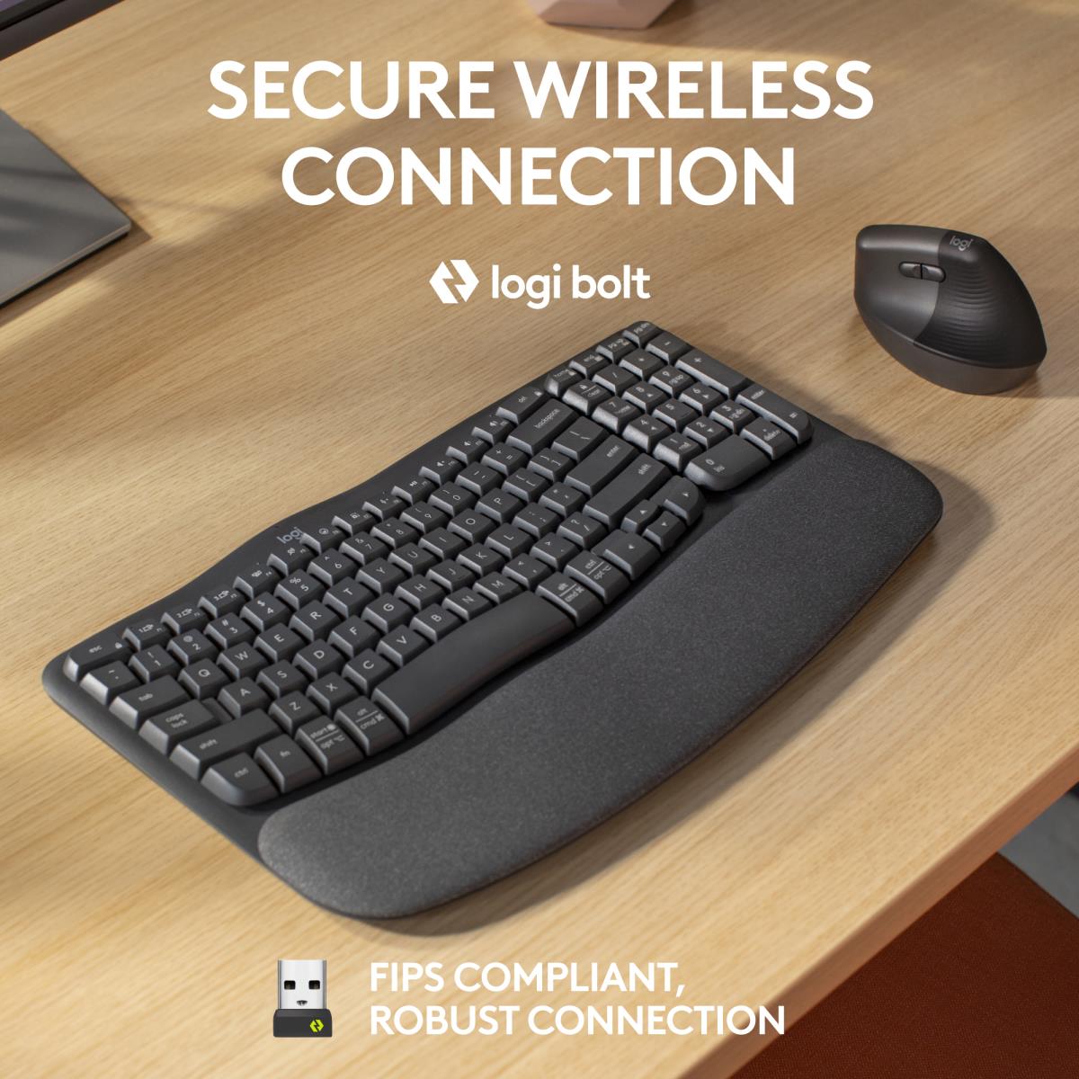 LOGITECH Wave Keys Ergonomic Keyboard Qwerty US/Int''''l - Graphite