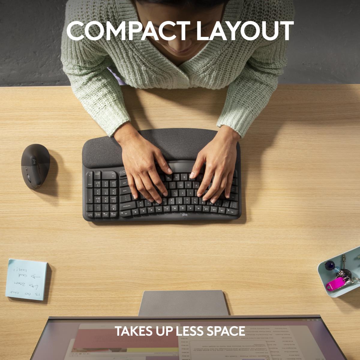 LOGITECH Wave Keys Ergonomic Keyboard Qwerty US/Int''''l - Graphite