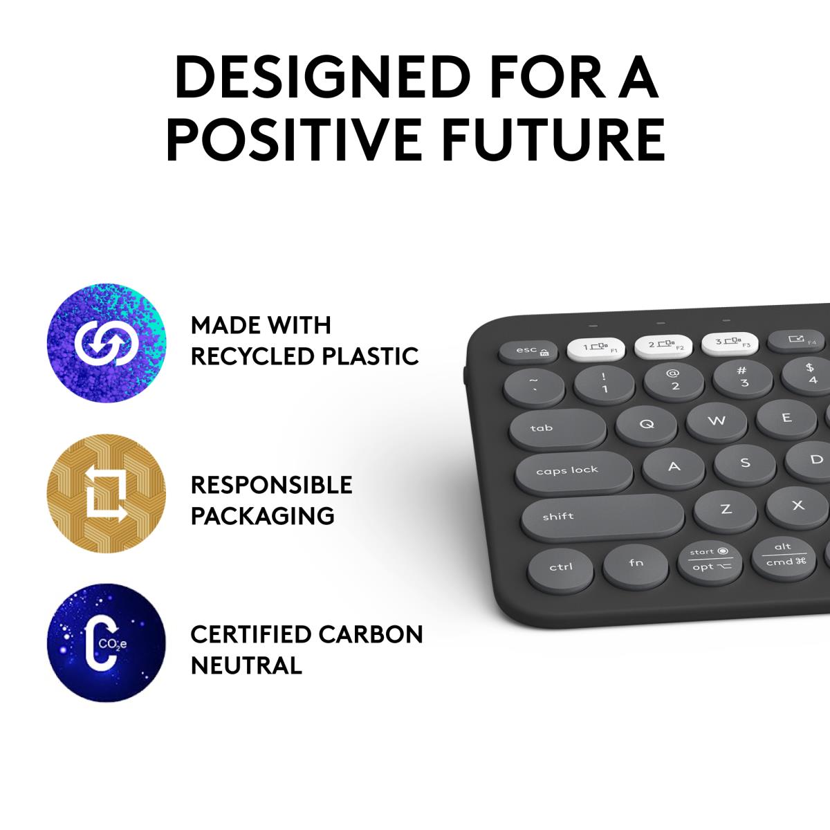 LOGITECH Pebble Keys 2 K380s - Compact Bluetooth Keyboard - Tonal Graphite - Qwerty US/Int'l