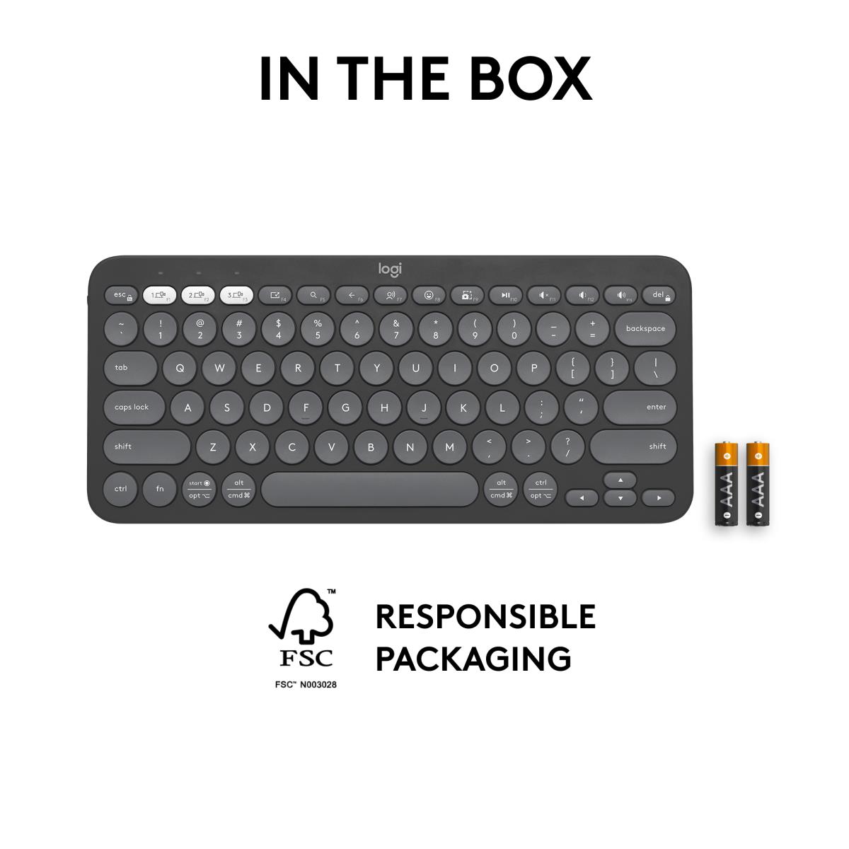 LOGITECH Pebble Keys 2 K380s - Compact Bluetooth Keyboard - Tonal Graphite - Qwerty US/Int'l
